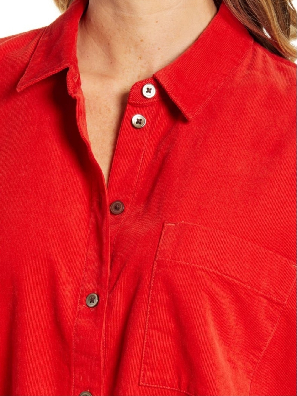 Madewell Red Corduroy Button-Up Shirt- Size XL